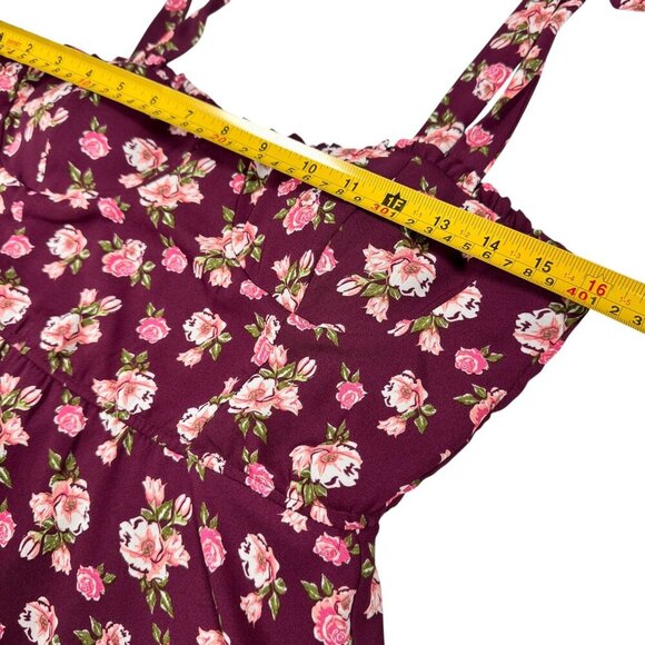 Altar'd State Milkmaid Floral Mini Dress Sz.M Burgundy Smocked Boho Coquette - Picture 10 of 13